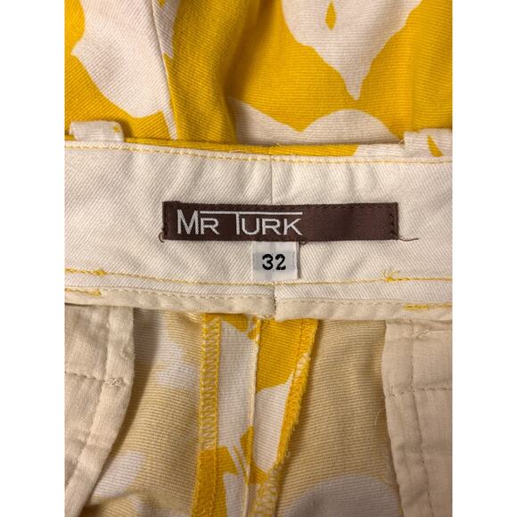 Mr Turk Pants 32 x 26 Mens Yellow Floral Cotton Twill - Picture 6 of 7